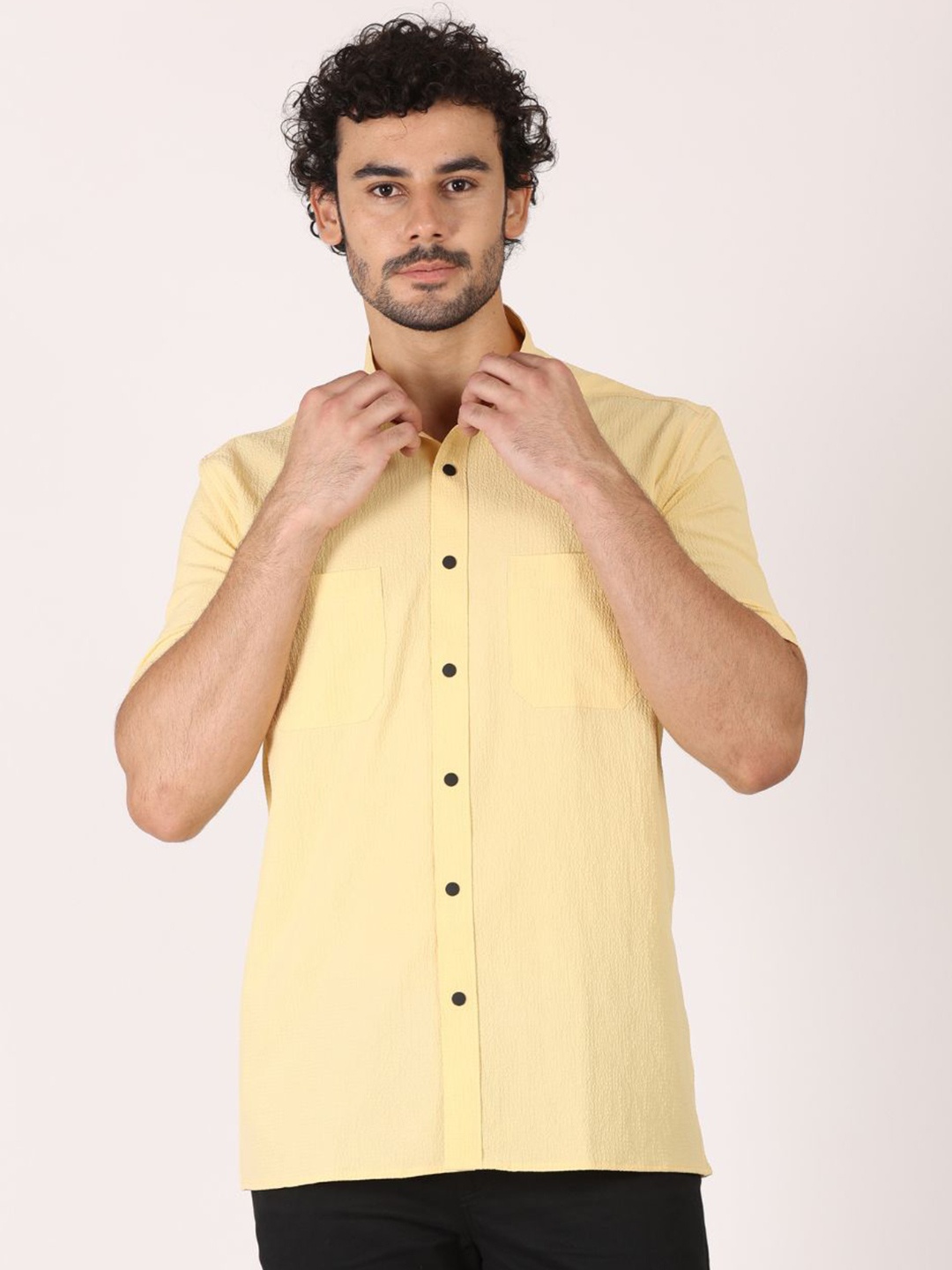 

ASHTOM Men Standard Opaque Casual Shirt, Yellow