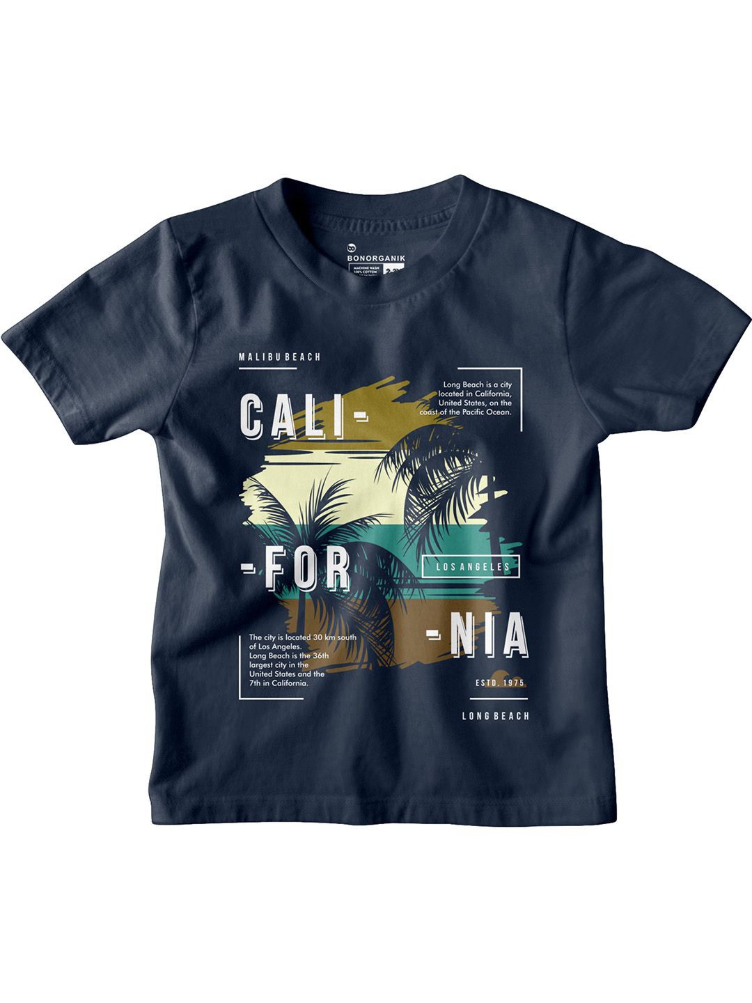 

BonOrganik Boys Graphic Printed Round Neck Cotton T-shirt, Navy blue