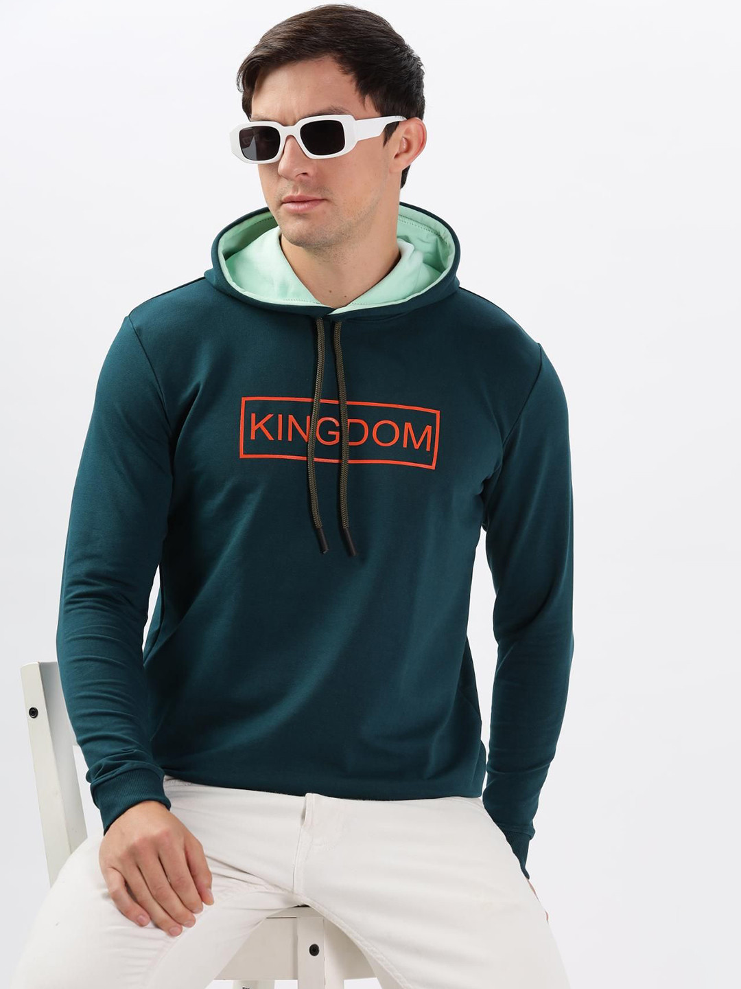 

COLOR HUNT Men Hooded Sweatshirt, Teal