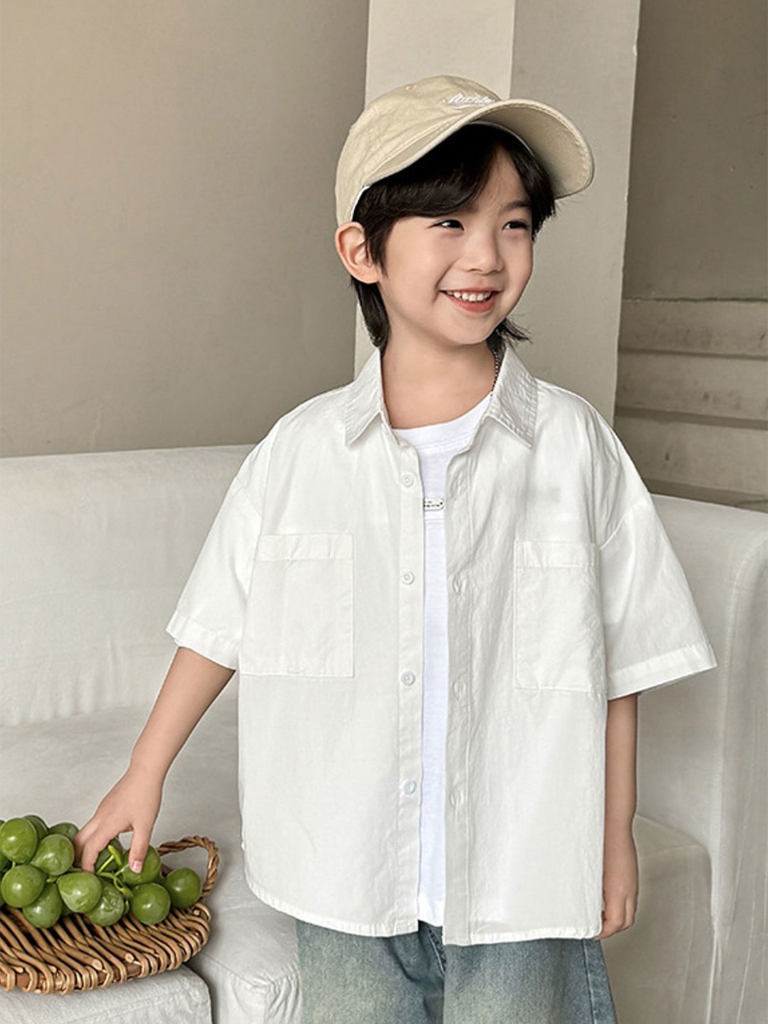 

LULU & SKY Boys Opaque Casual Shirt, White