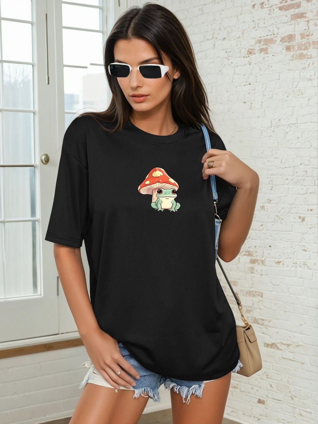 

CORSICA Women Graphic Printed Round Neck Relaxed Fit T-shirt, Black