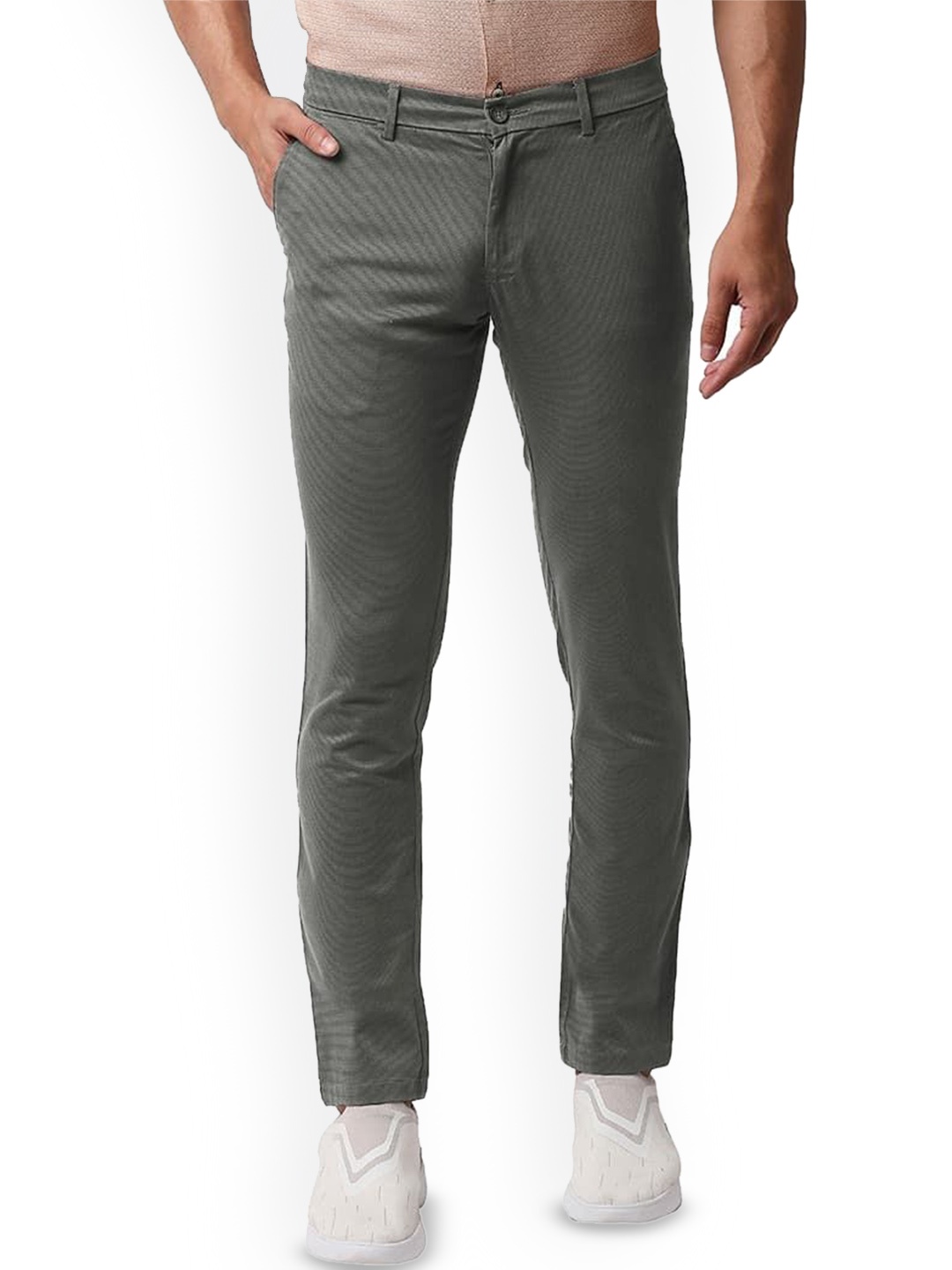 

Basics Men Printed Comfort Trousers, Grey