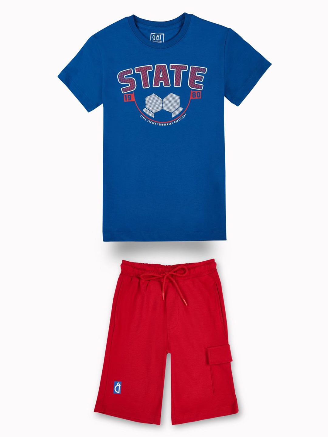 

Gini and Jony Boys Printed Round Neck Pure Cotton T-shirt With Shorts, Blue