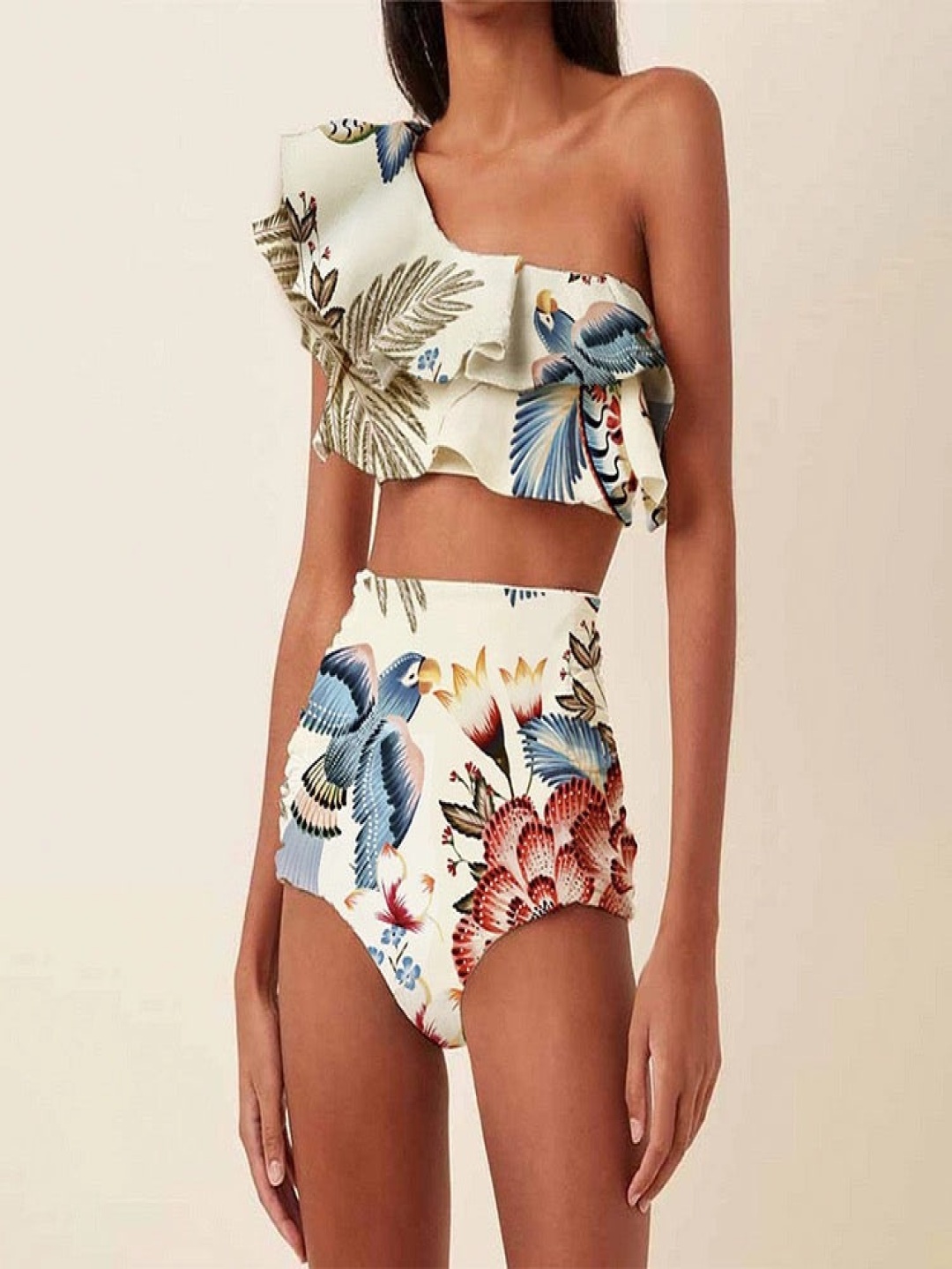 

Alamode By Akanksha Women Multi Liya Summer Statement Luxe Bikini, Beige