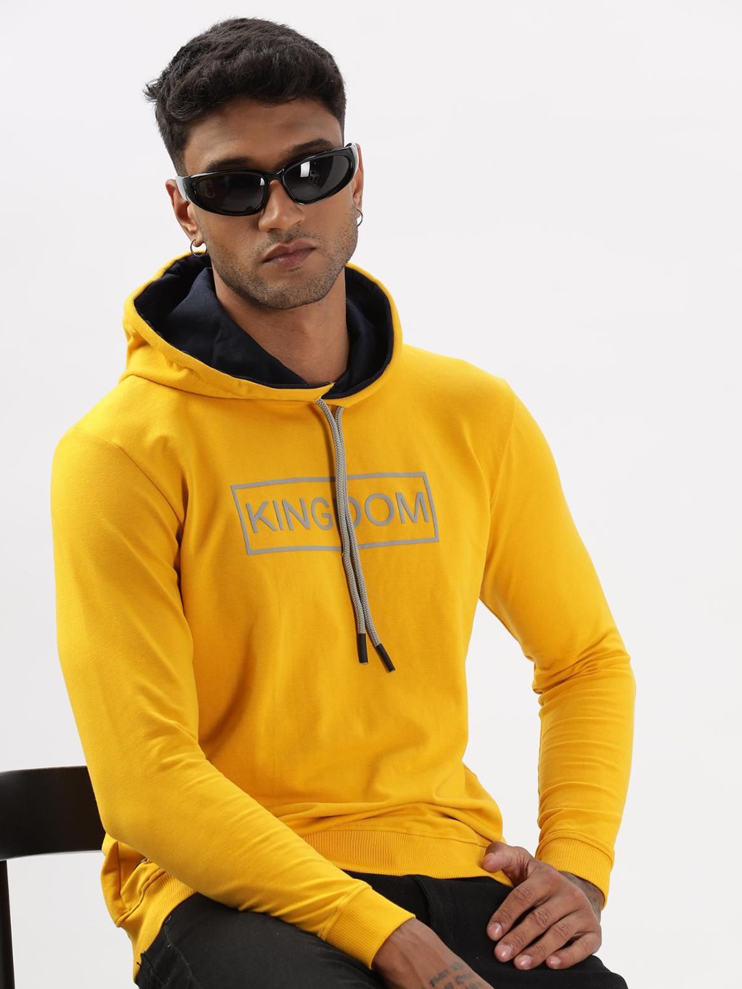 

COLOR HUNT Men Hooded Sweatshirt, Yellow