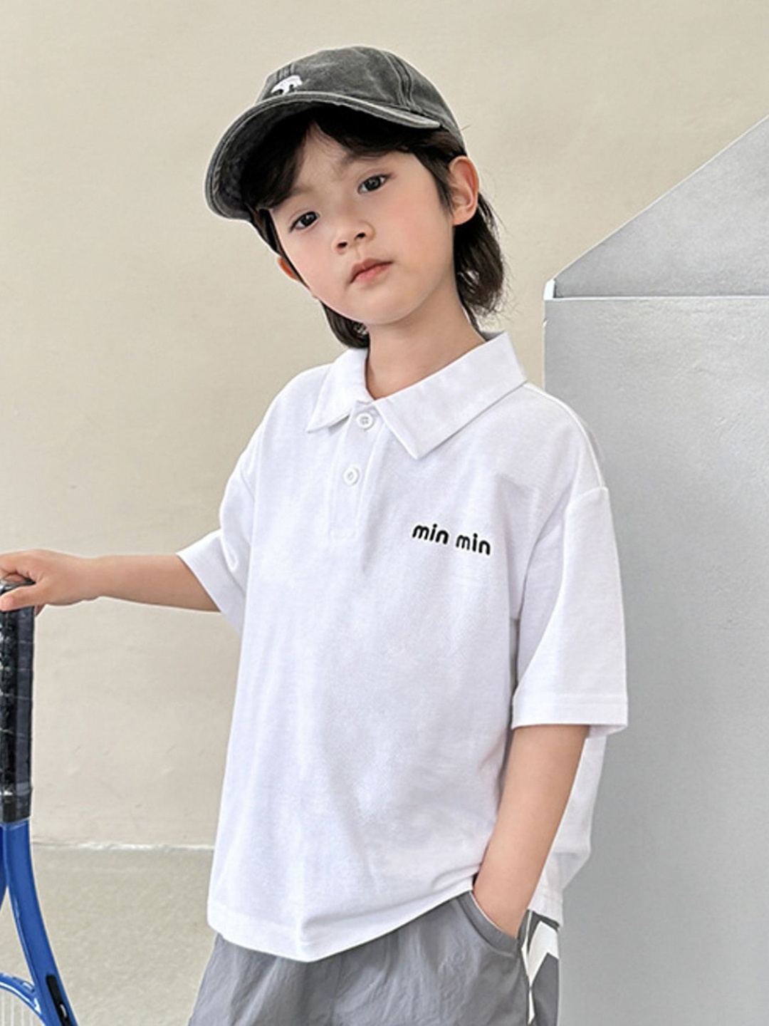 

LULU & SKY Boys V-Neck Organic Cotton T-shirt, White