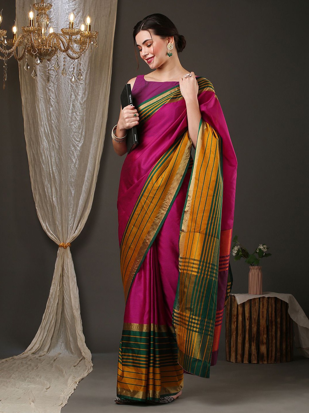 

Mitera Silk Cotton Saree, Pink