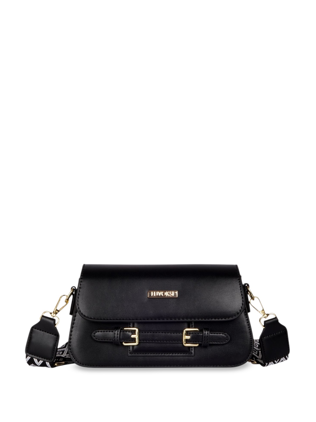 

Luvoksi Women Solid Structured Sling Bag, Black