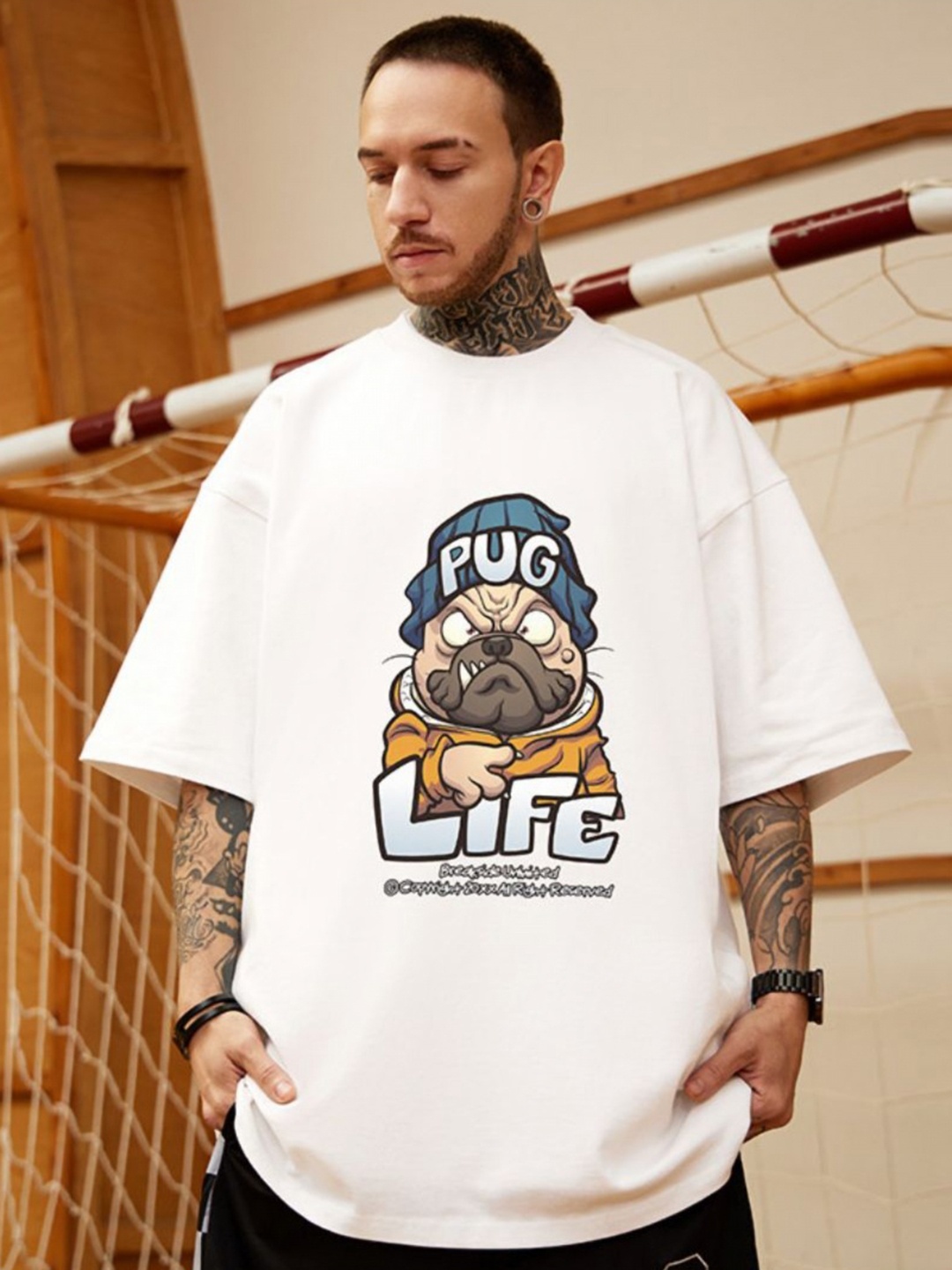

StyleCast Men Graphic Printed Round Neck Relaxed Fit T-shirt, White