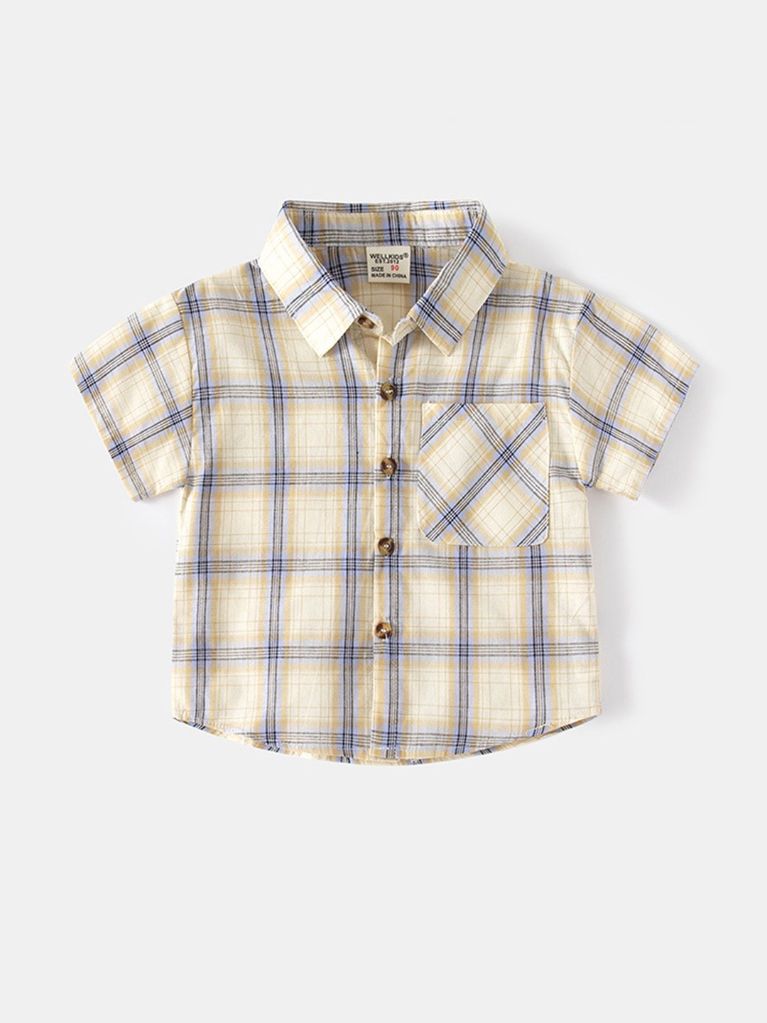 

LULU & SKY Boys Checked Cotton Casual Shirt, Cream