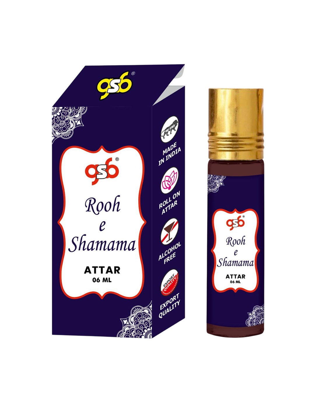 

GSB Rooh E Shamama Long Lasting And Alcohol Free Roll On Attar - 6 ml, Brown