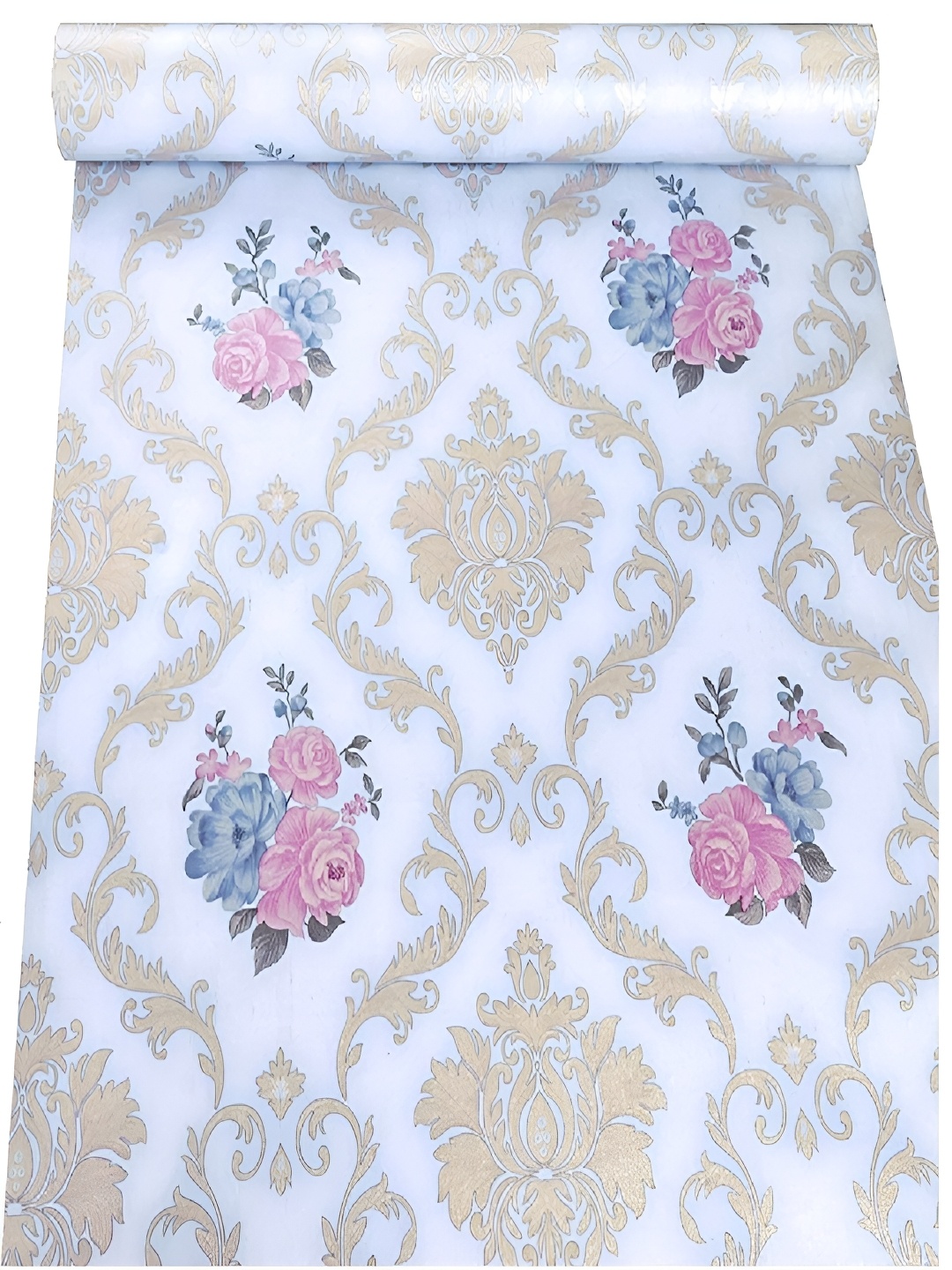 

ANNA CREATIONS White & Pink Ethnic Motifs Printed Self-Adhesive Waterproof Wallpaper