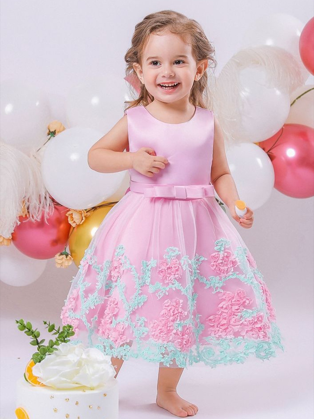 

LULU & SKY Floral Print Fit & Flare Dress, Pink