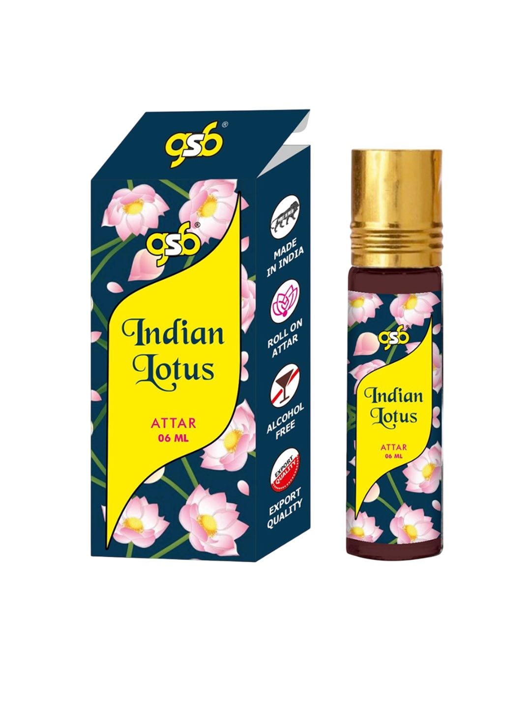 

GSB Indian Lotus Alcohol Free Long Lasting Natural Roll On Attar - 6 ml, Blue