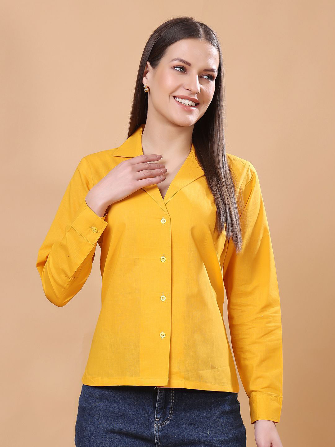 

Moda Rapido Women Classic Semi Sheer Formal Shirt, Mustard
