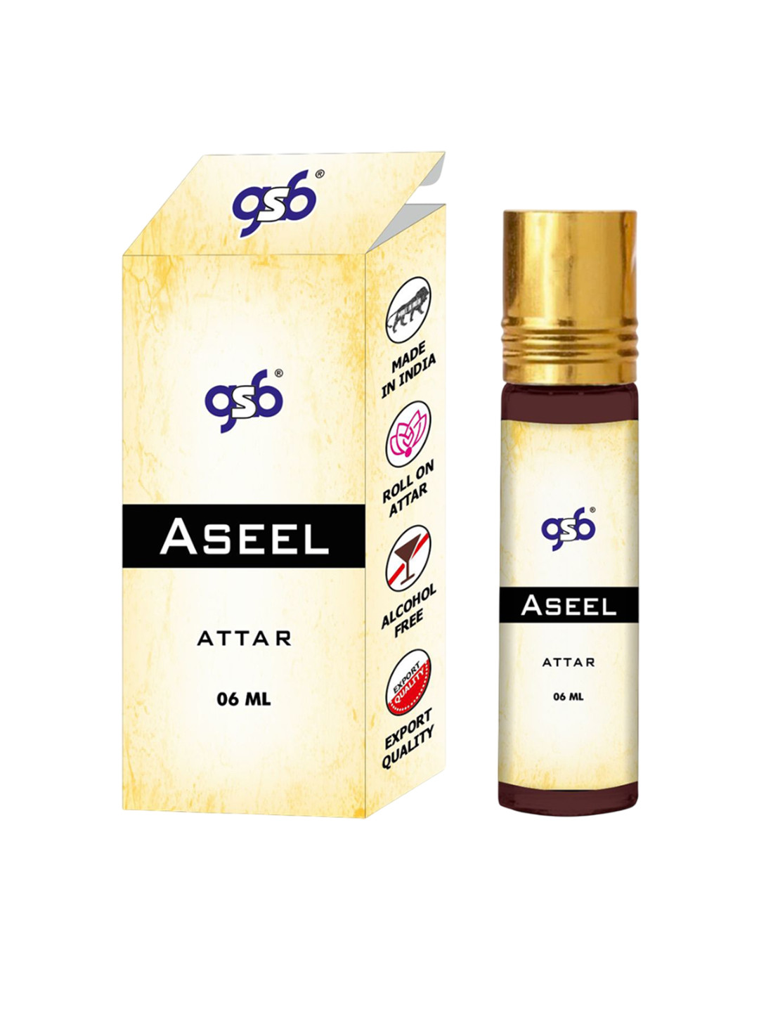 

GSB Aseel Pure Natural Long Lasting Alcohol Free Attar 6 ml, Transparent