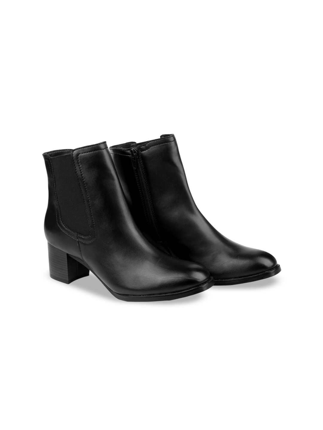 

Bxxy Women Faux Zipper High Ankle Boots and Chelsea Boot, Black