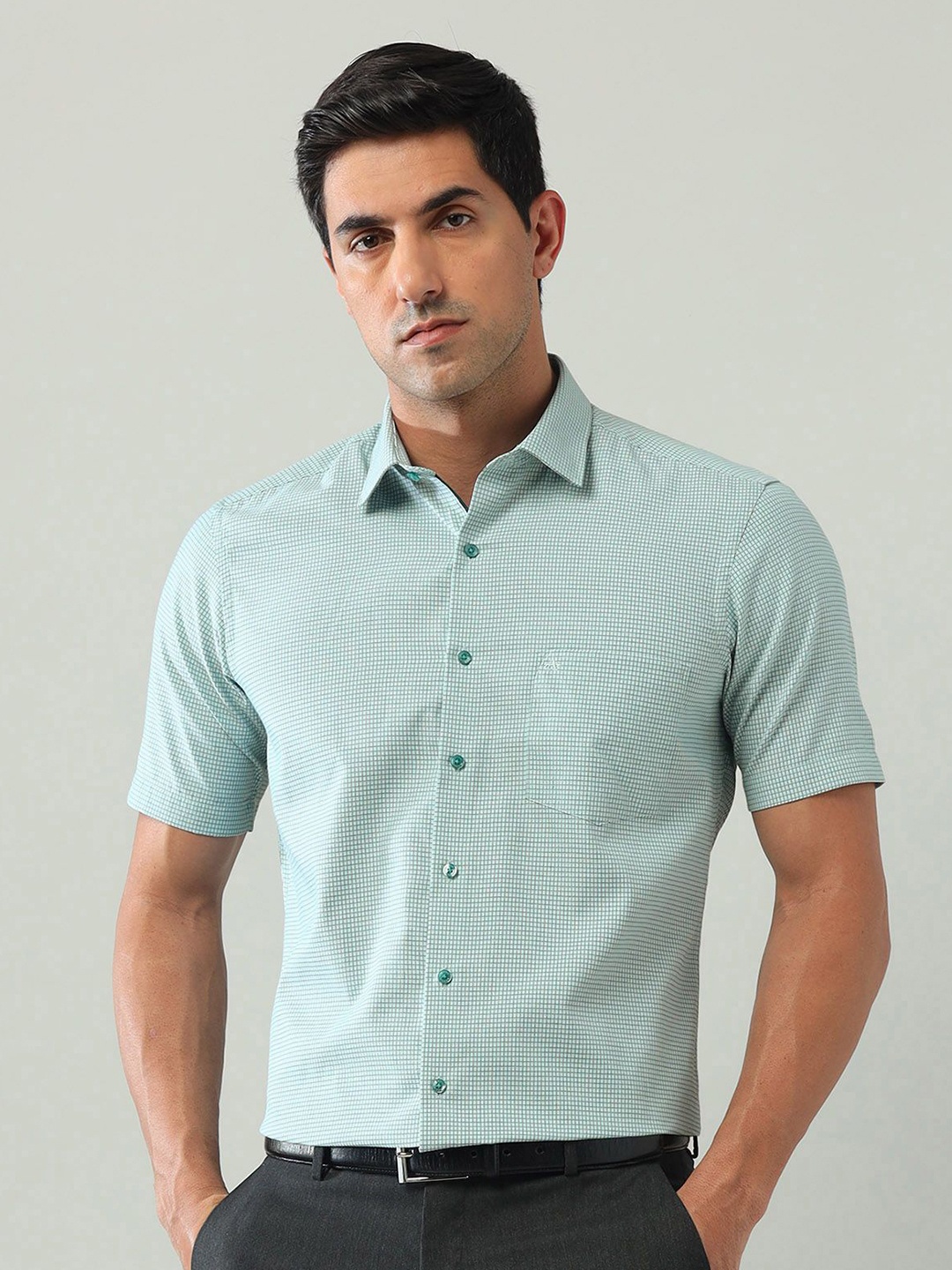 

Arrow Men Classic Opaque Checked Formal Shirt, Green