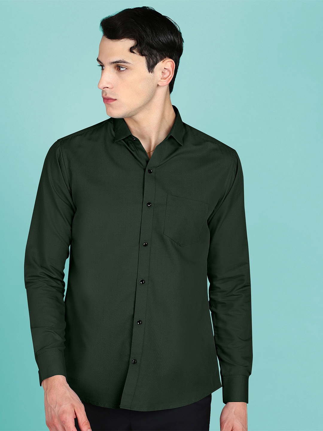 

Fibermill Men Slim Fit Opaque Casual Shirt, Green