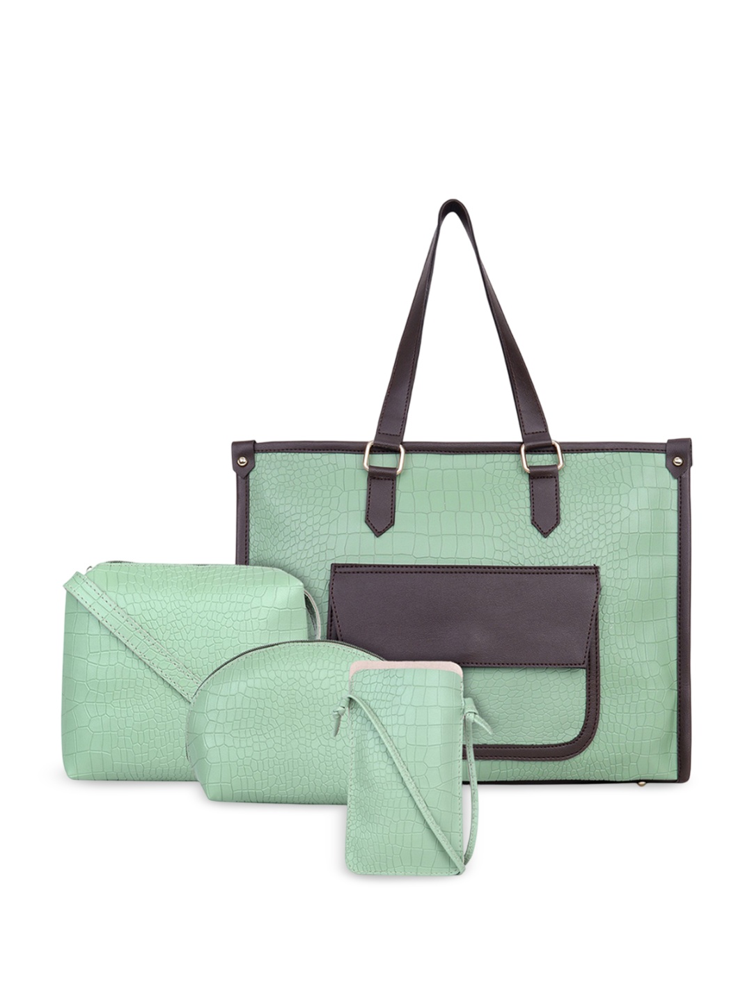 

LEGAL BRIBE Women Textured Structured Tote Bag, Green
