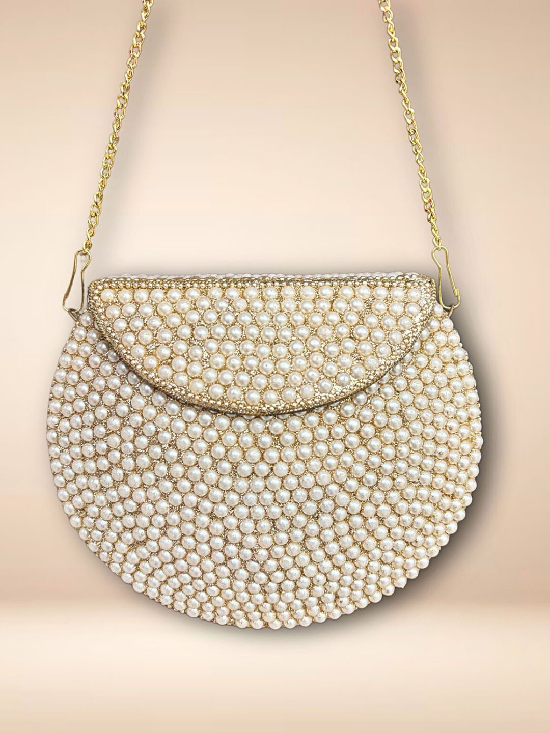 

UnfoldSelf Women Embellished Miniature Sling Bag, White