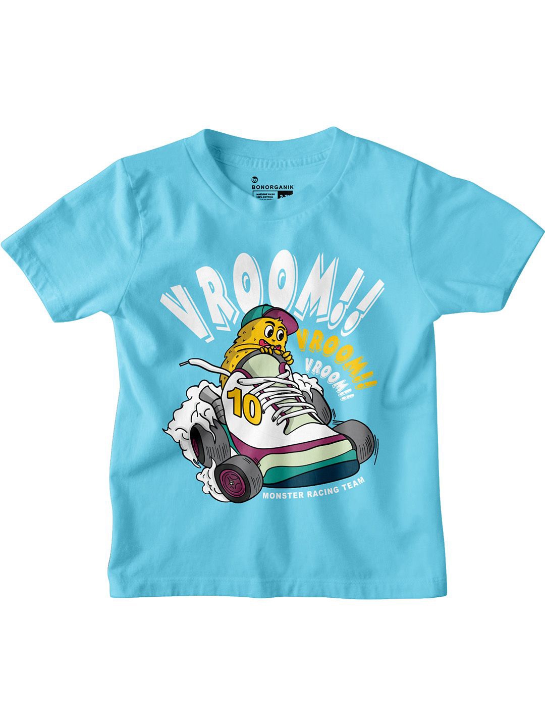 

BonOrganik Boys Graphic Printed Round Neck Cotton T-shirt, Blue