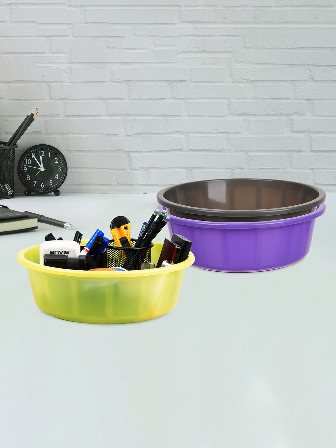 

Kuber Industries Purple & Grey 3 Pieces Regular Desk Organisers 6L Each