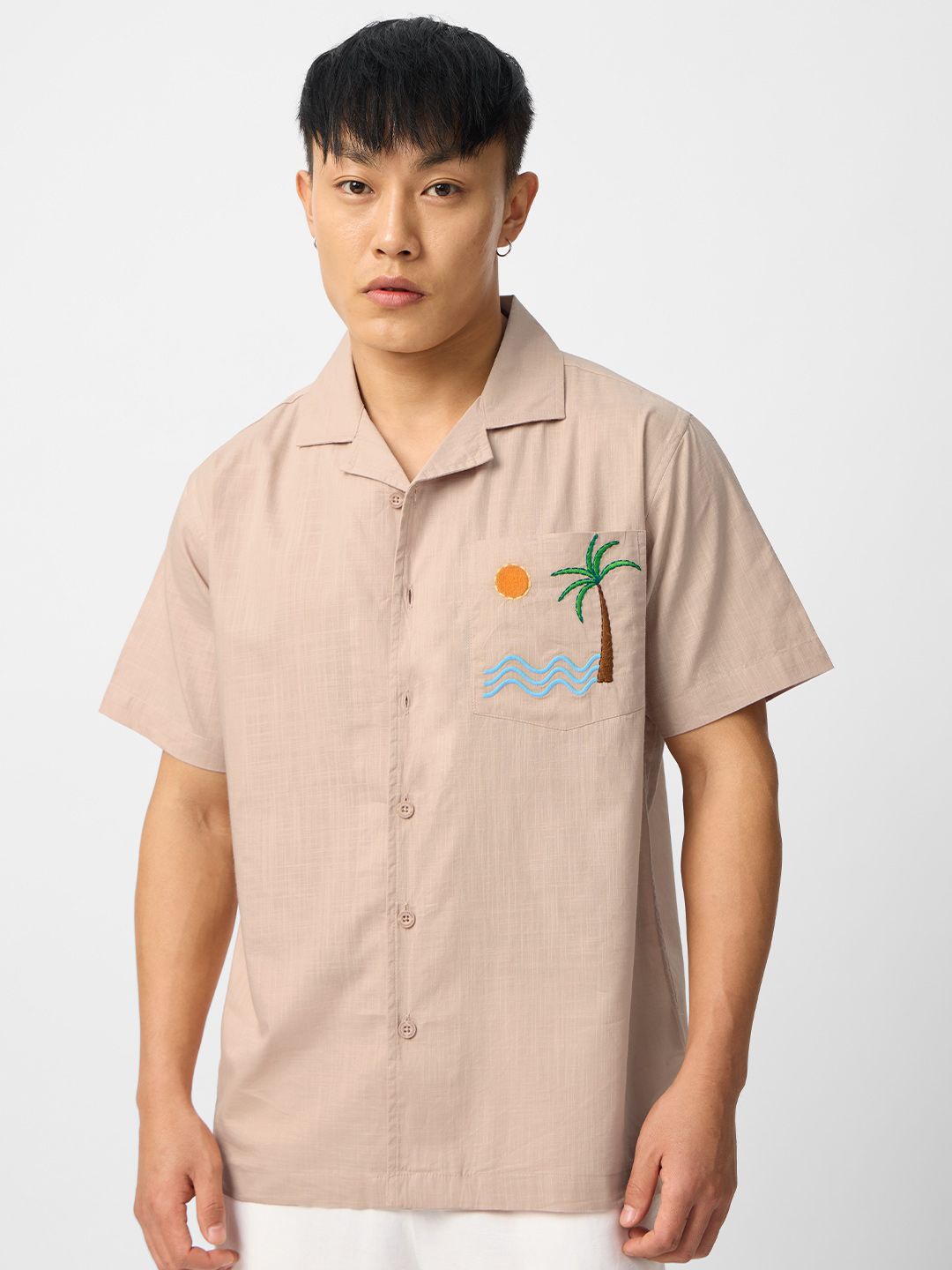 

The Souled Store Men Opaque Printed Casual Shirt, Beige