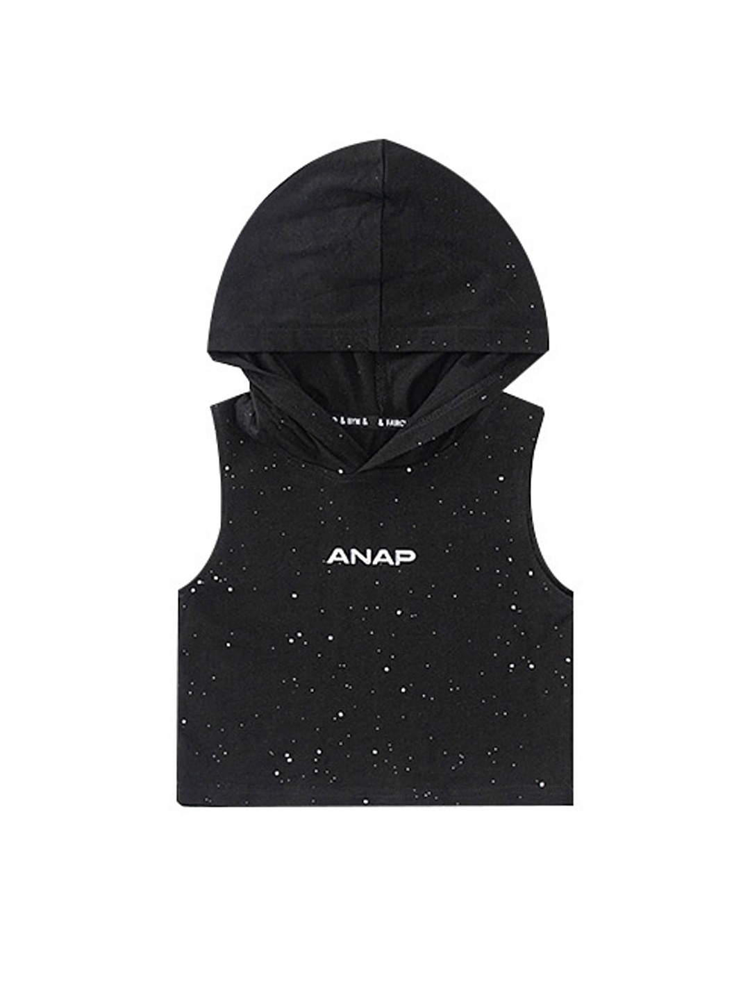 

LULU & SKY Girls Printed Hooded Vest Top, Black