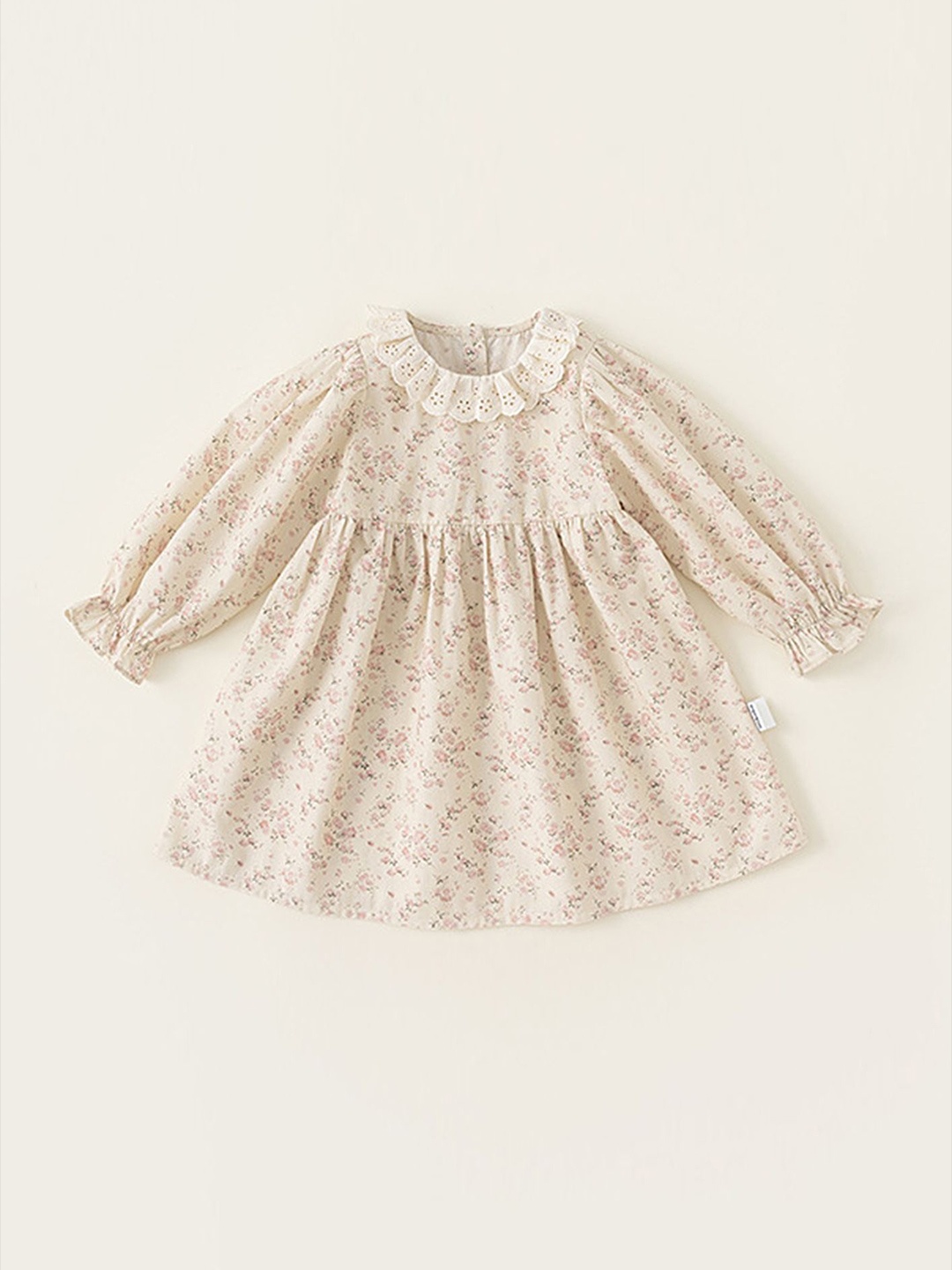 

LULU & SKY Girls Floral Cotton Fit and Flare Dress, Beige