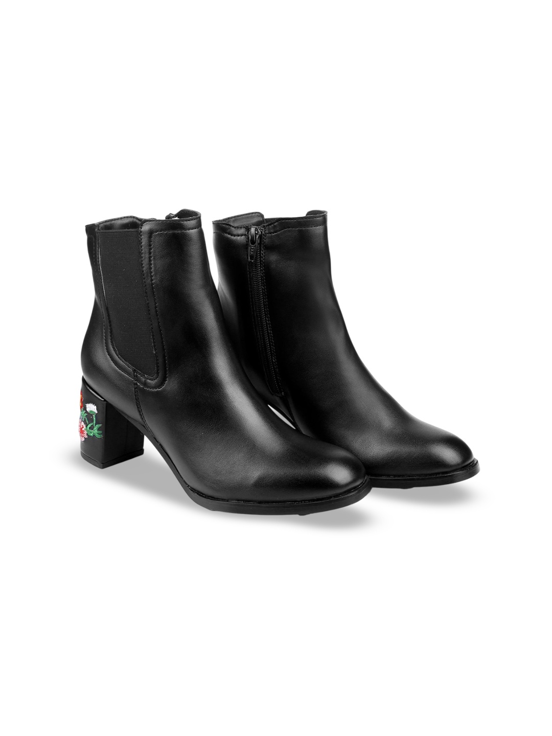 

Bxxy Women Faux Material Buckle and Zipper High Ankle Formal Boots, Black