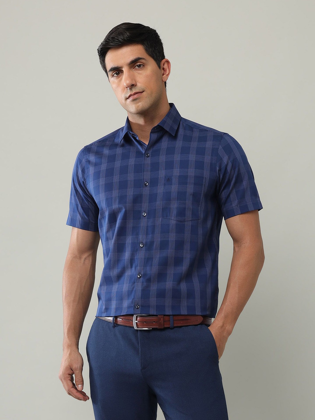 

Arrow Men Classic Opaque Checked Formal Shirt, Blue