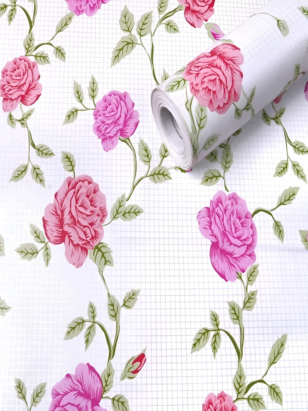 

ANNA CREATIONS White & Green Self-Adhesive Waterproof Wallpaper