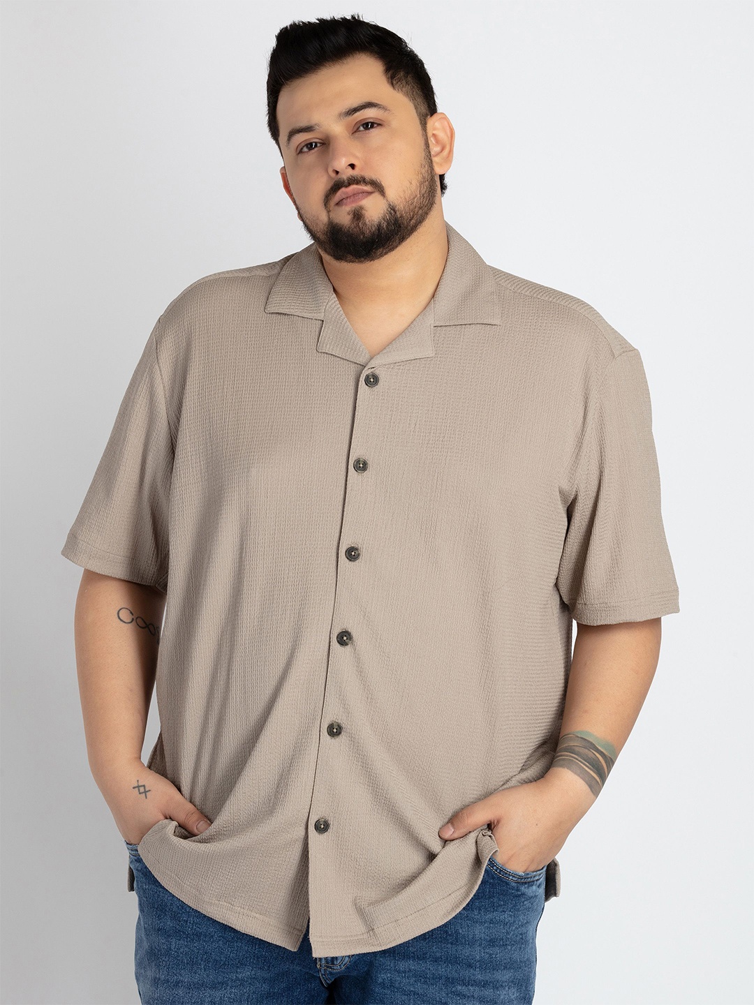 

UNSIZED Men Opaque Casual Shirt, Off white