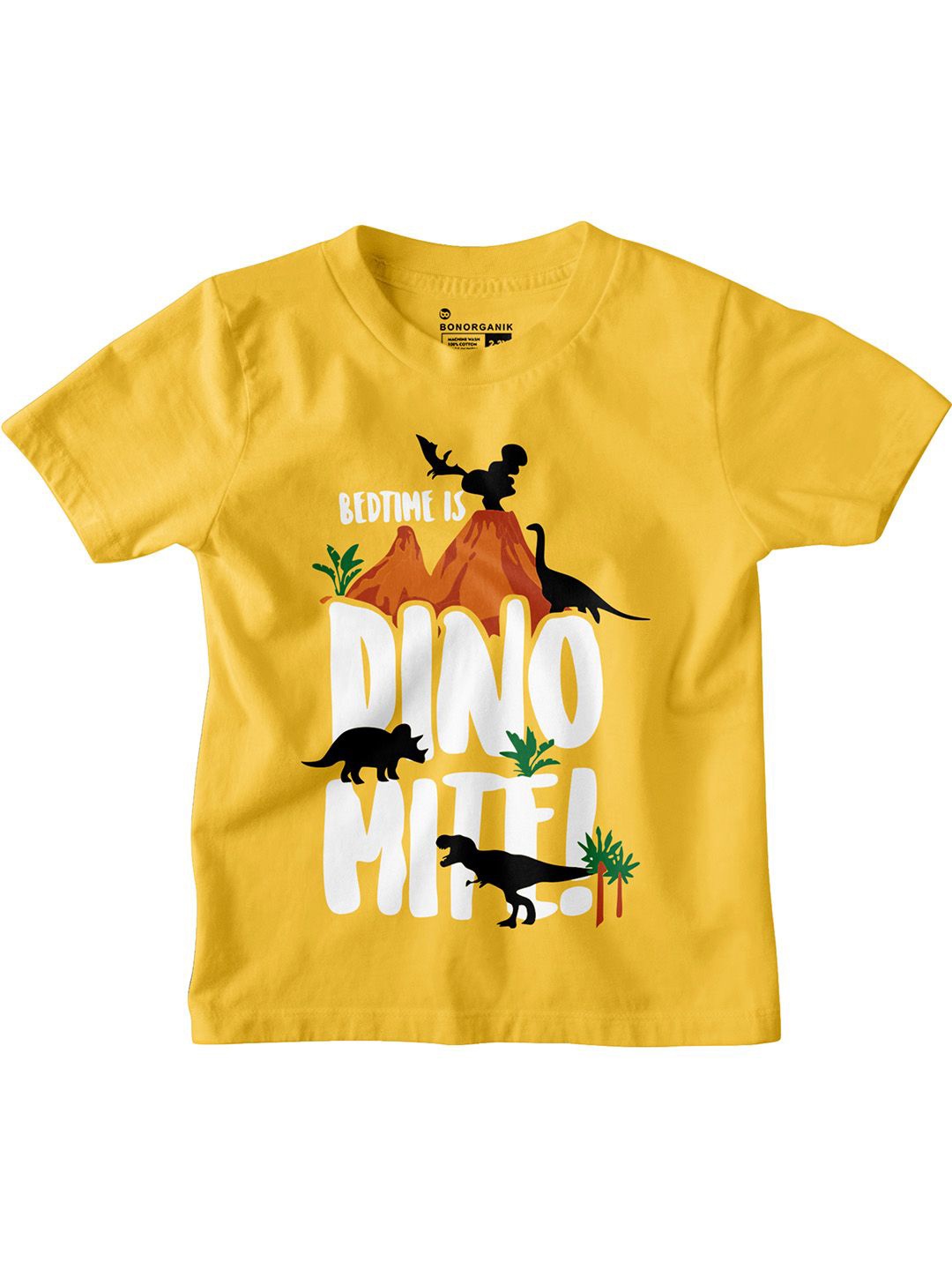 

BonOrganik Boys Graphic Printed Round Neck Cotton T-shirt, Yellow