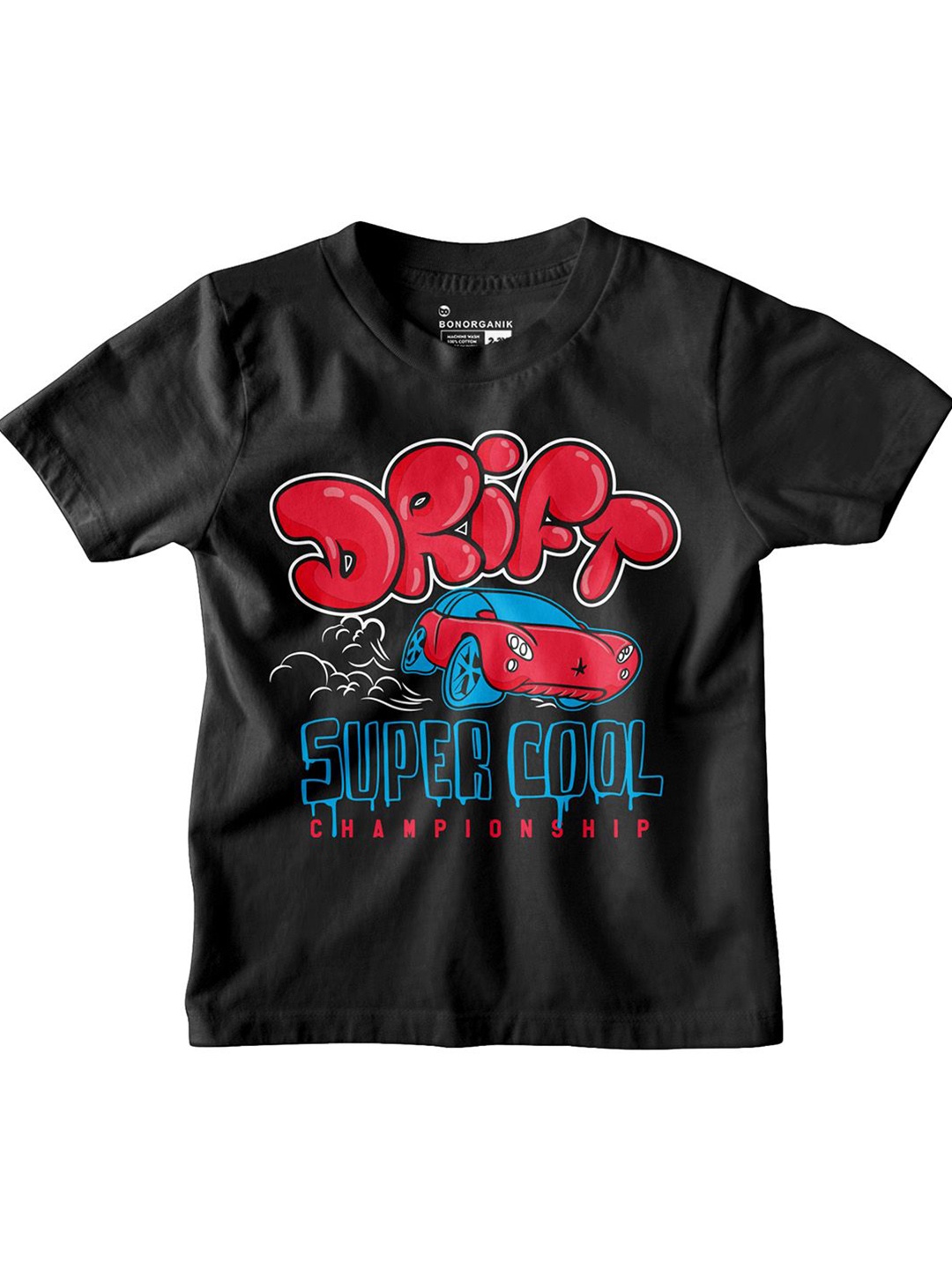 

BonOrganik Boys Graphic Printed Round Neck Cotton T-shirt, Black