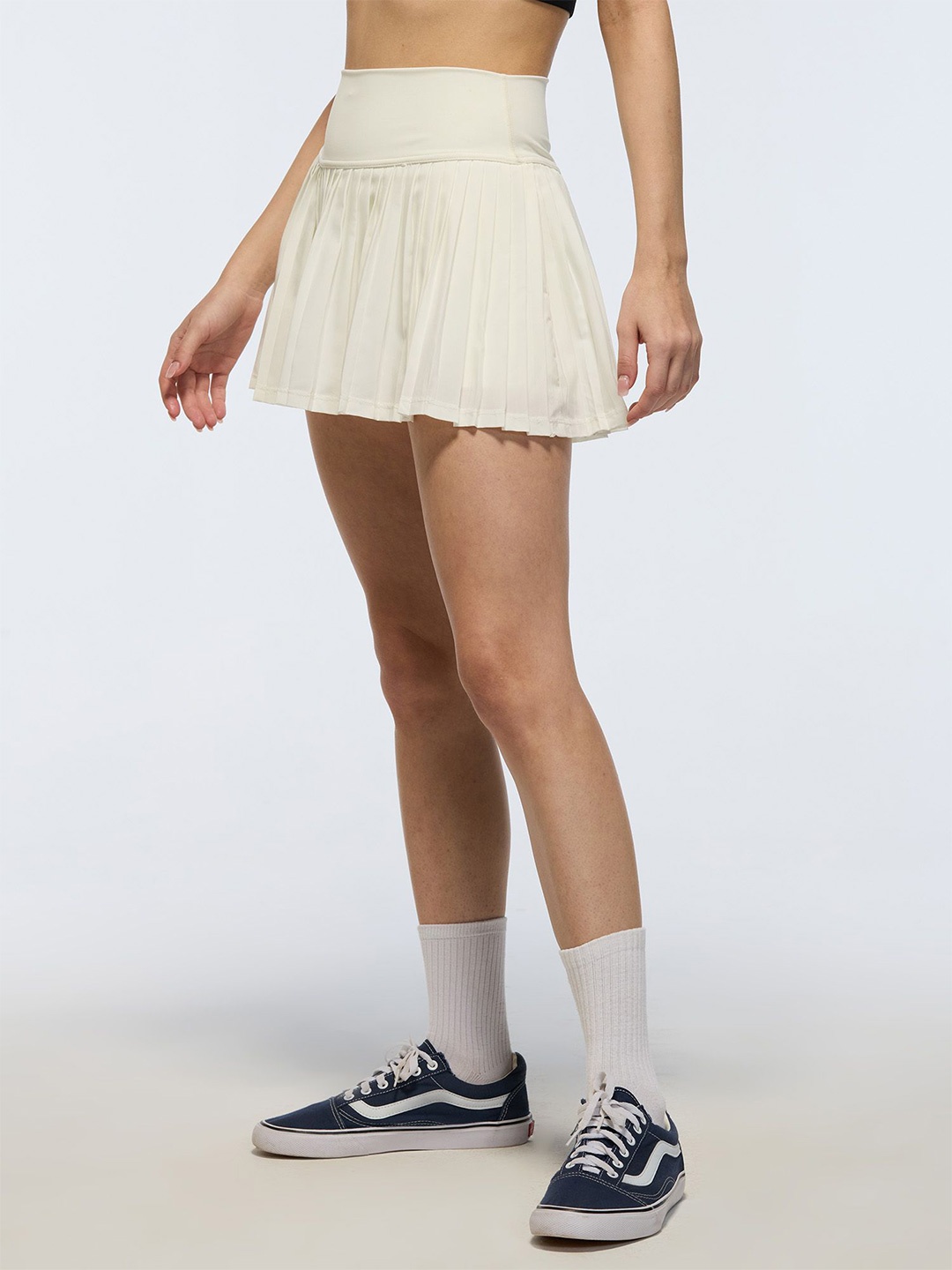 

Cava Ivory Plie Pleated Skort, White