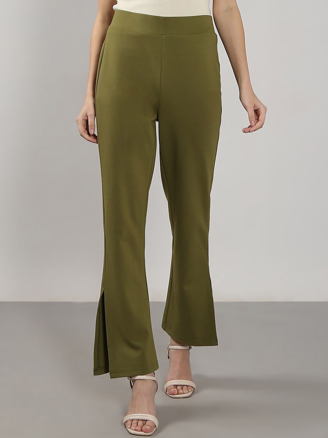 

Vero Moda Women Flared High-Rise Trousers, Olive
