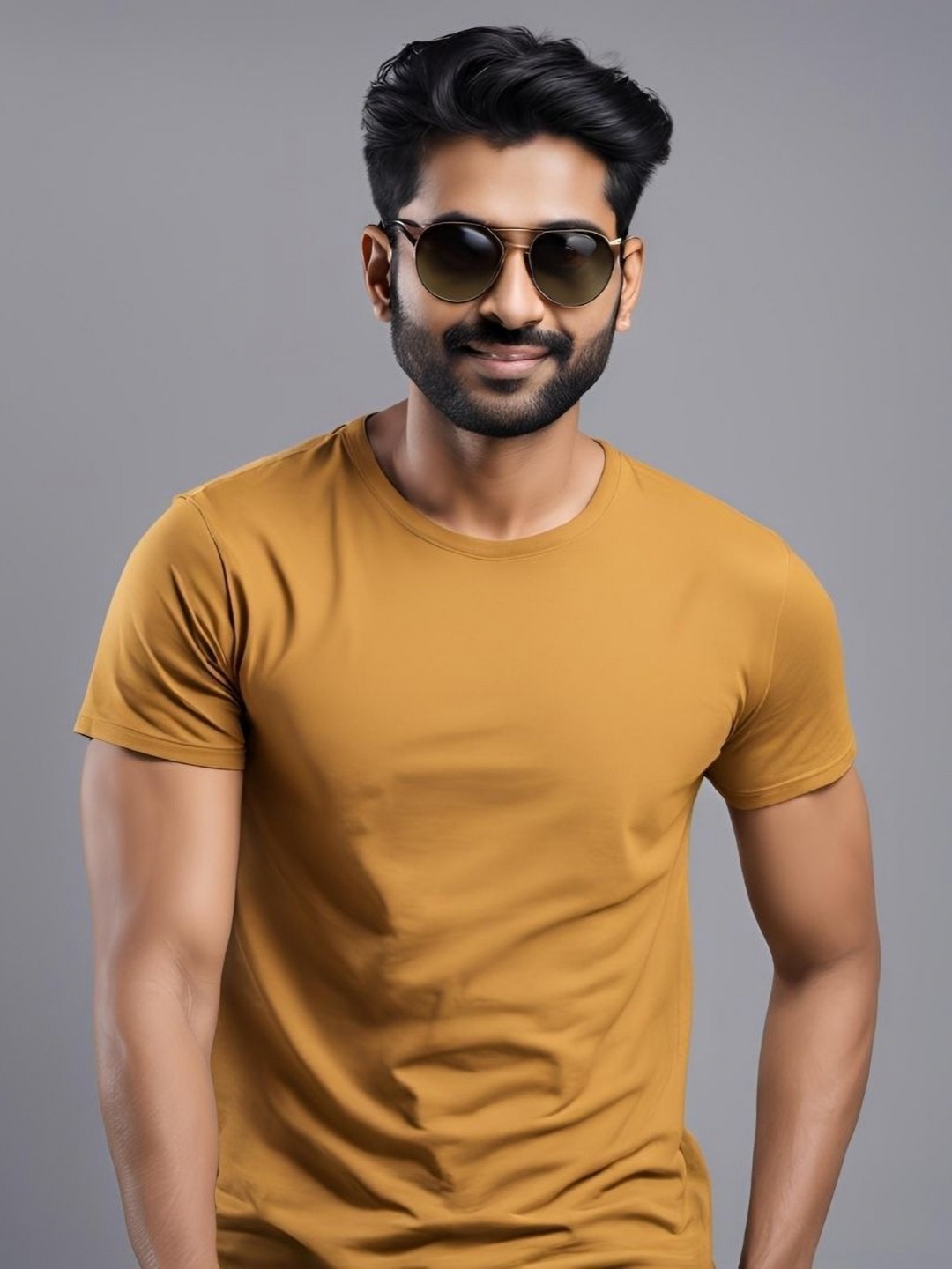 

Harashree Unisex Bio Finish Solid Round Neck Cotton T-shirt, Khaki