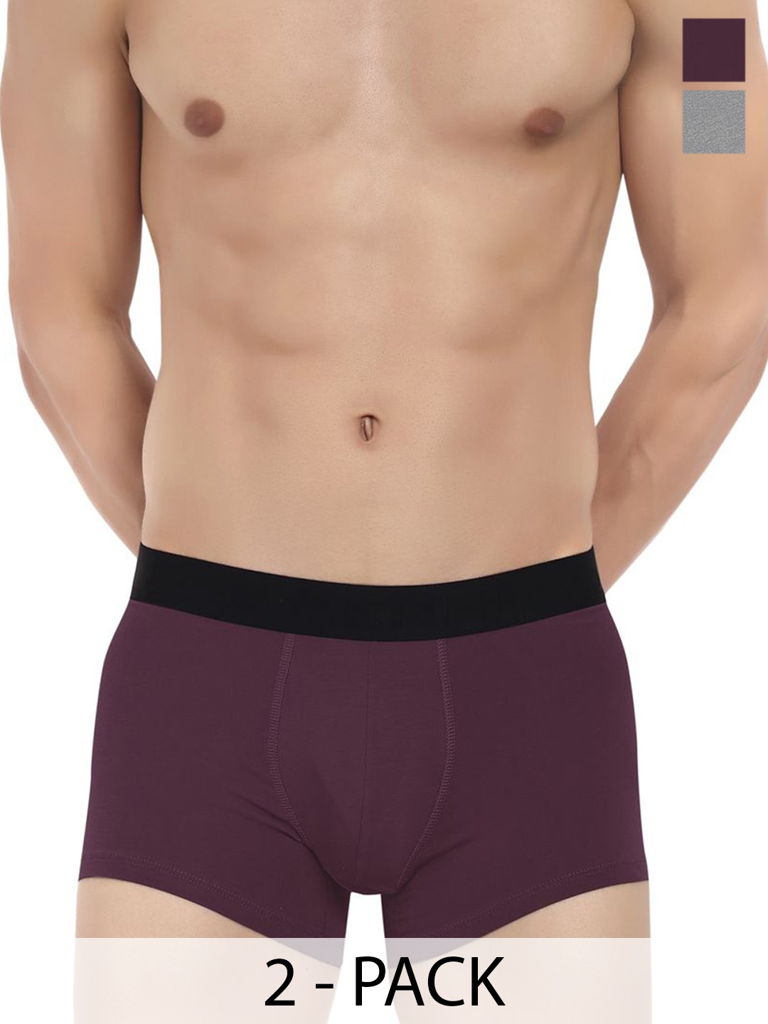 

LOGGERHEAD Pack Of 2 Cotton Long Trunks LHFT004-Grey-Maroon