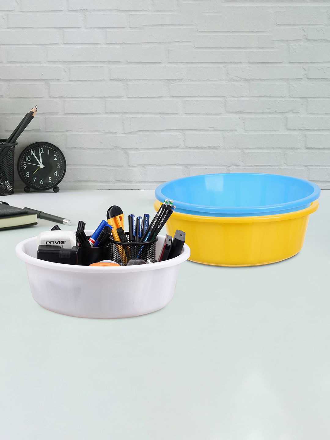 

Kuber Industries Yellow & Blue 3 Pieces Regular Desk Organisers 6L Each