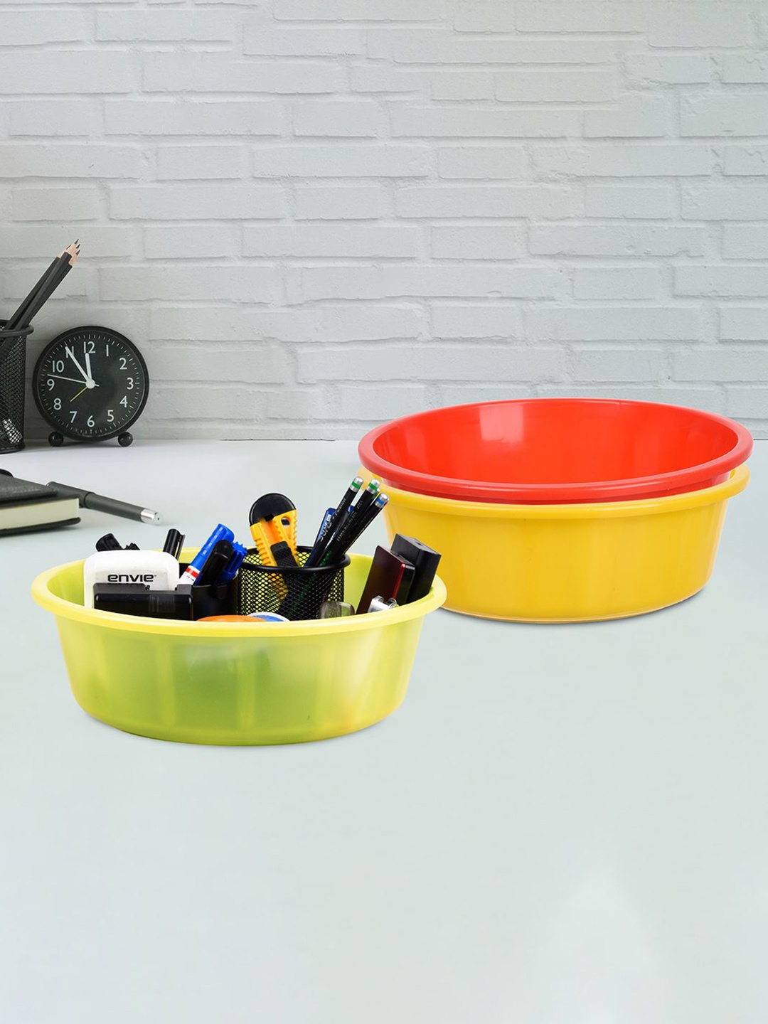 

Kuber Industries Yellow & Red 3 Pieces Regular Durable Multi-Utility Organisers