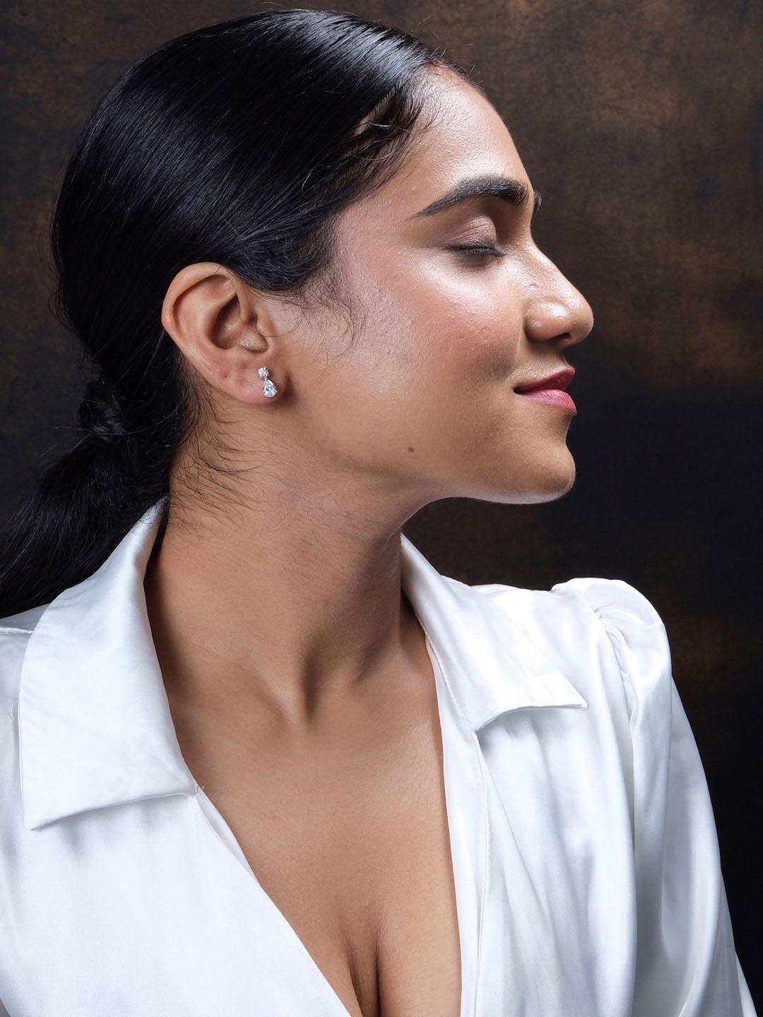 

Sica Jewellery Rhodium-Plated Sterling Silver Artificial Stones Studded Studs, White