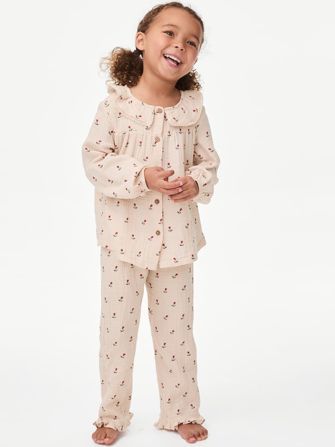 

Marks & Spencer Girls Printed Night suit, Beige