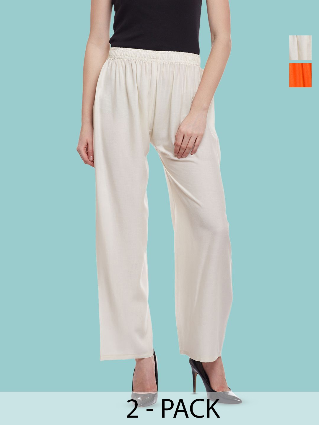 

Castle Lifestyle Women 2 Ethnic Palazzos, Off white