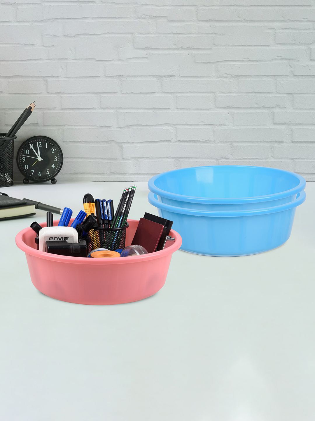 

Kuber Industries Blue & Pink 3 Pieces Regular Desk Organisers