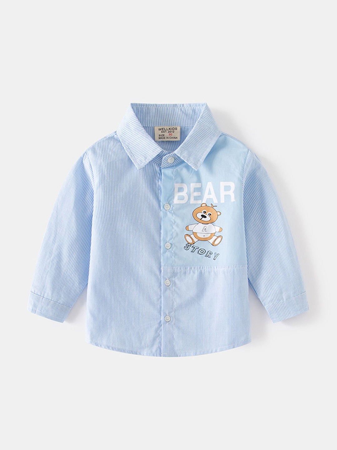 

LULU & SKY Boys Striped Spread Collar Cotton Casual Shirt, Blue