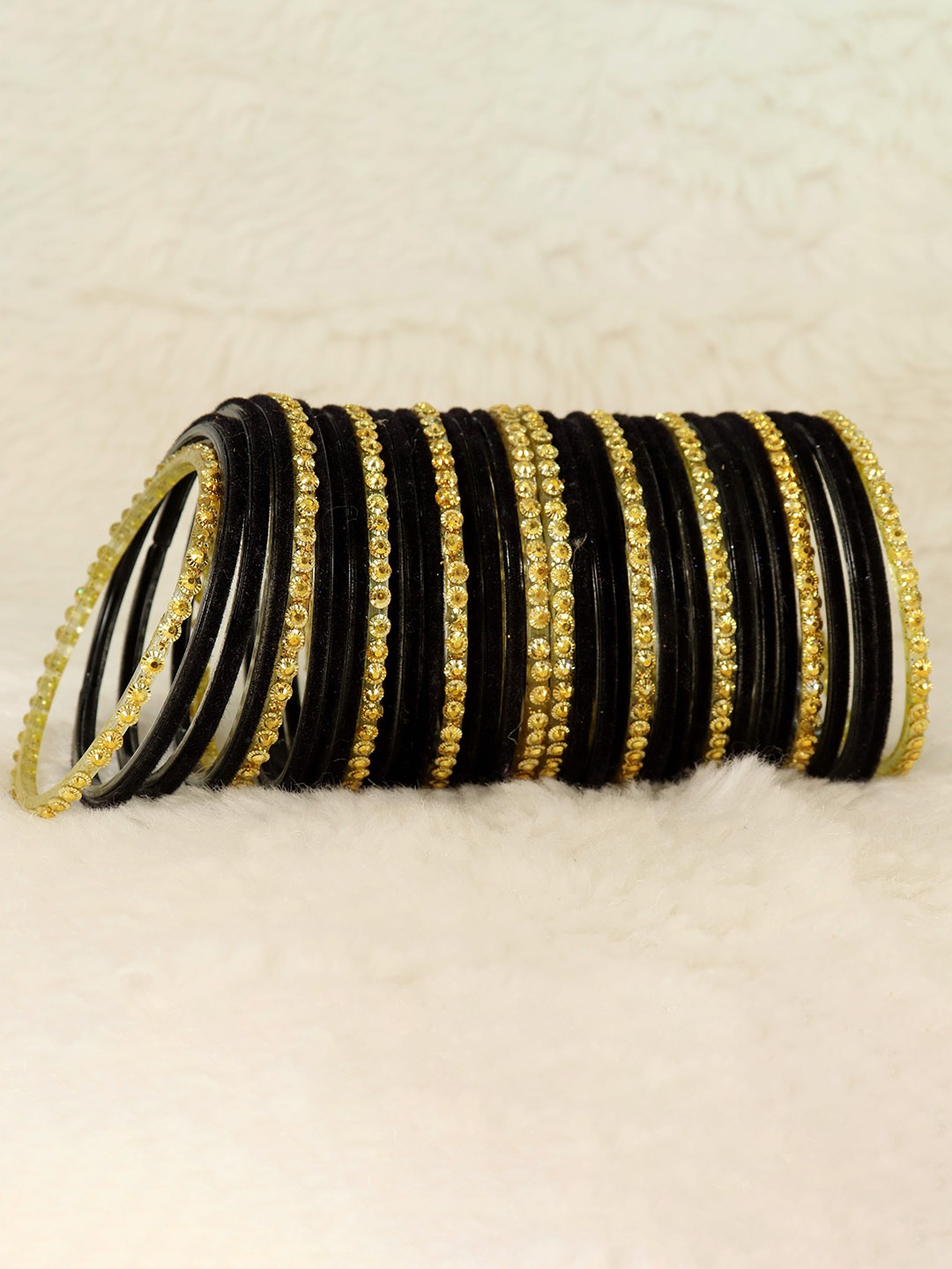 

ZULKA Set Of 34 Embellished Bangles, Black
