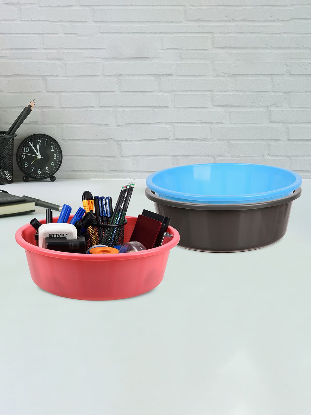 

Kuber Industries Grey & Blue 3 Pieces Regular Desk Organisers