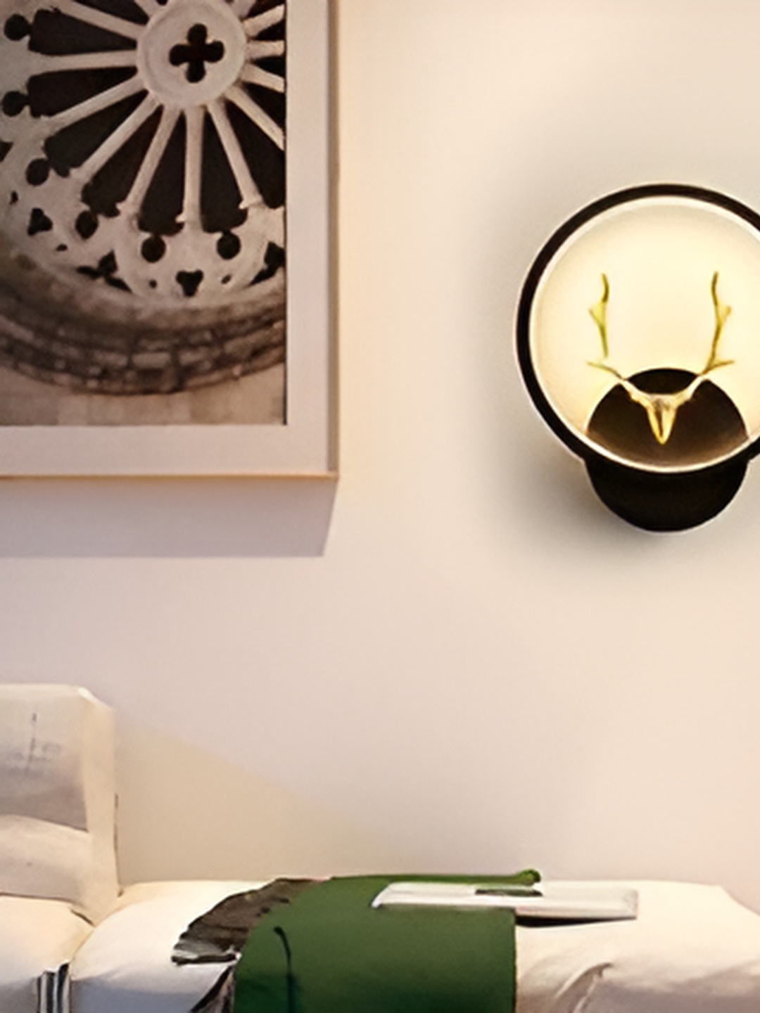 

GAUVIK Black And Gold Toned Printed Spherical Shaped Acrylic Hiran LED Wall Lamp